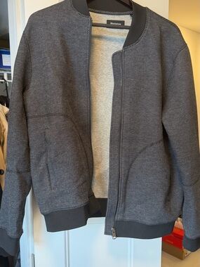 Metistique Men's Gray Zip-Up Bomber Sweater